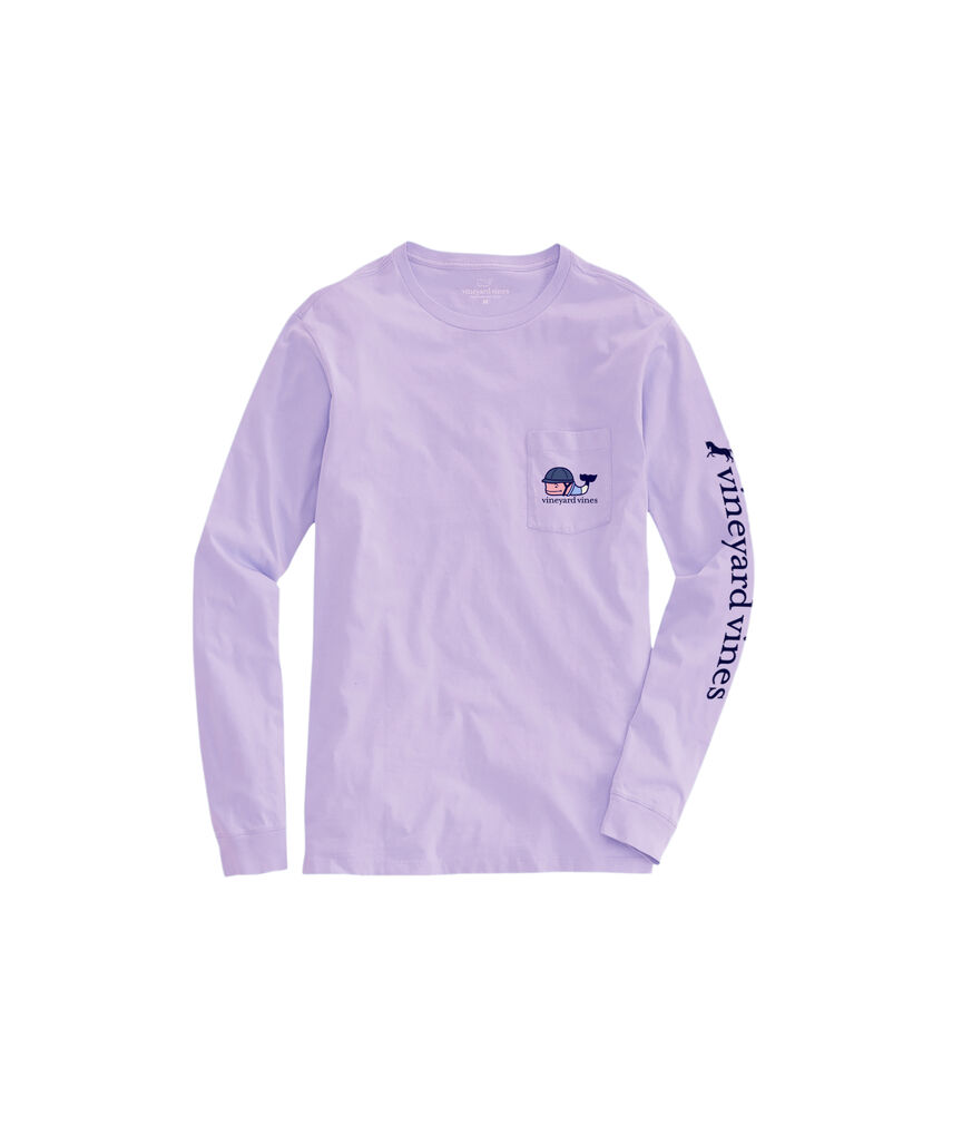 OUTLET Girls' Horseback Rider Whale Long-Sleeve Pocket Tee
