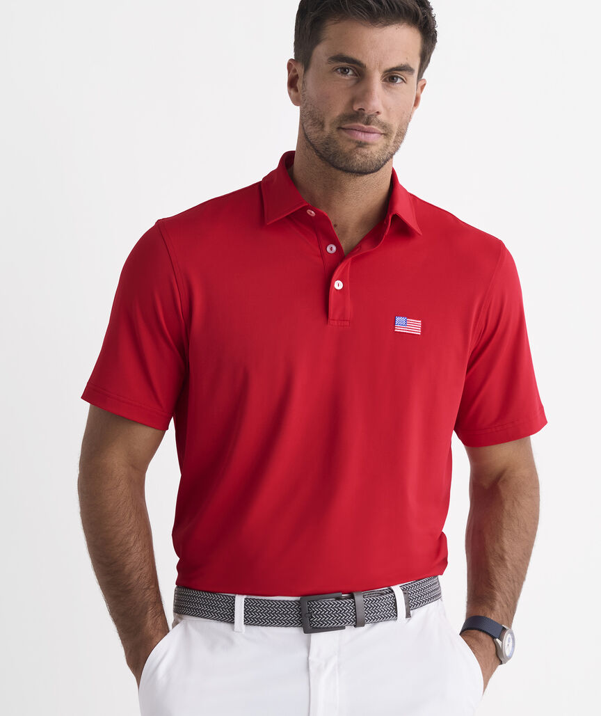 Performance American Flag Solid Sankaty Polo