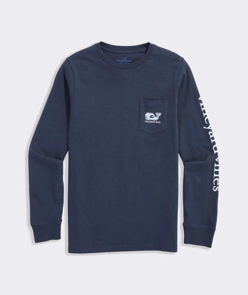 Boys' Pixel Gamer Whale Long-Sleeve Pocket Tee