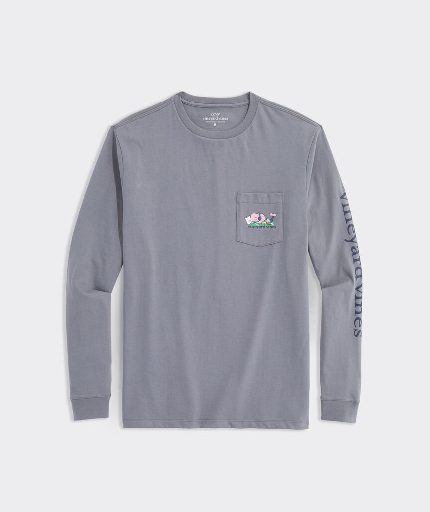 Football Coach Character Whale Long-Sleeve Pocket Tee