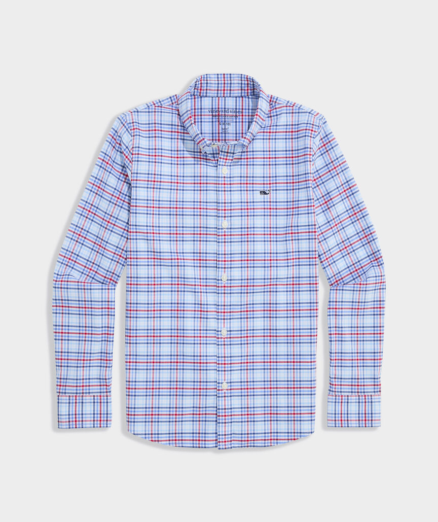 Boys' Performance Cotton Tiki Torch Plaid Shirt