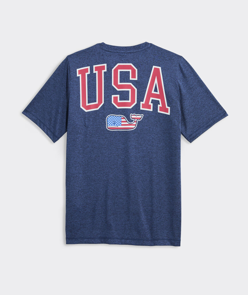 Boys' USA Flag Whale Short-Sleeve Harbor Sun Performance Tee