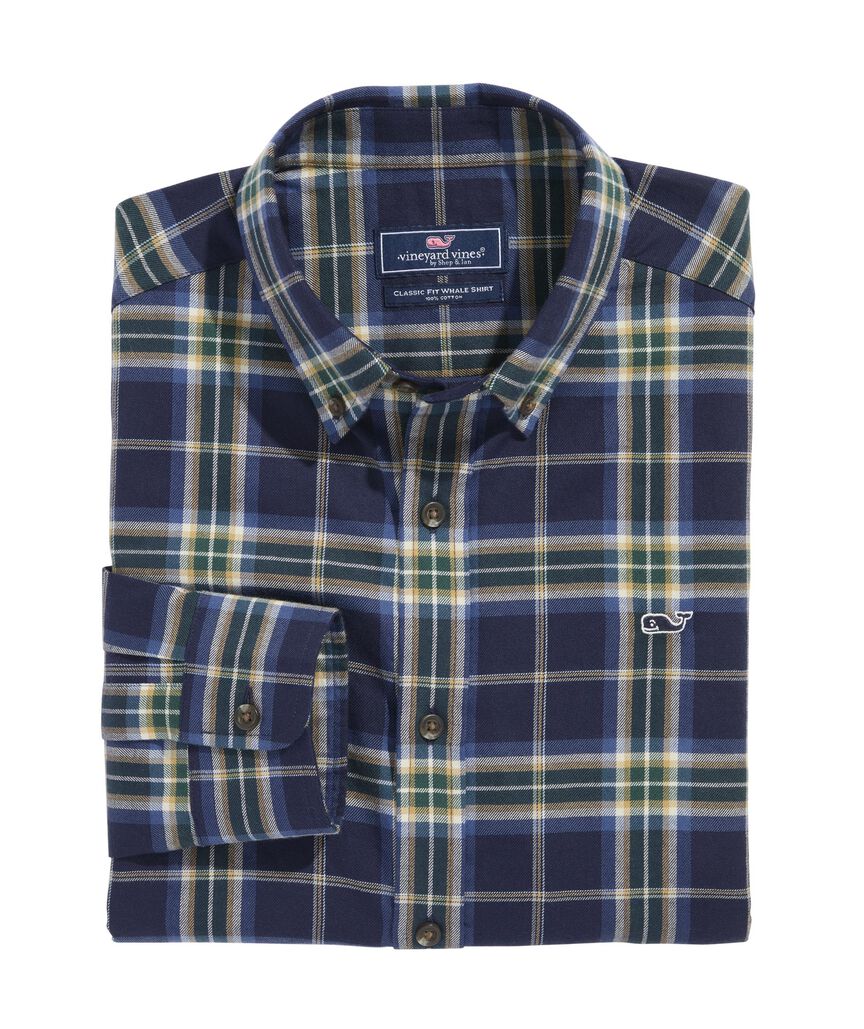OUTLET Classic Fit Plaid Flannel Whale Shirt