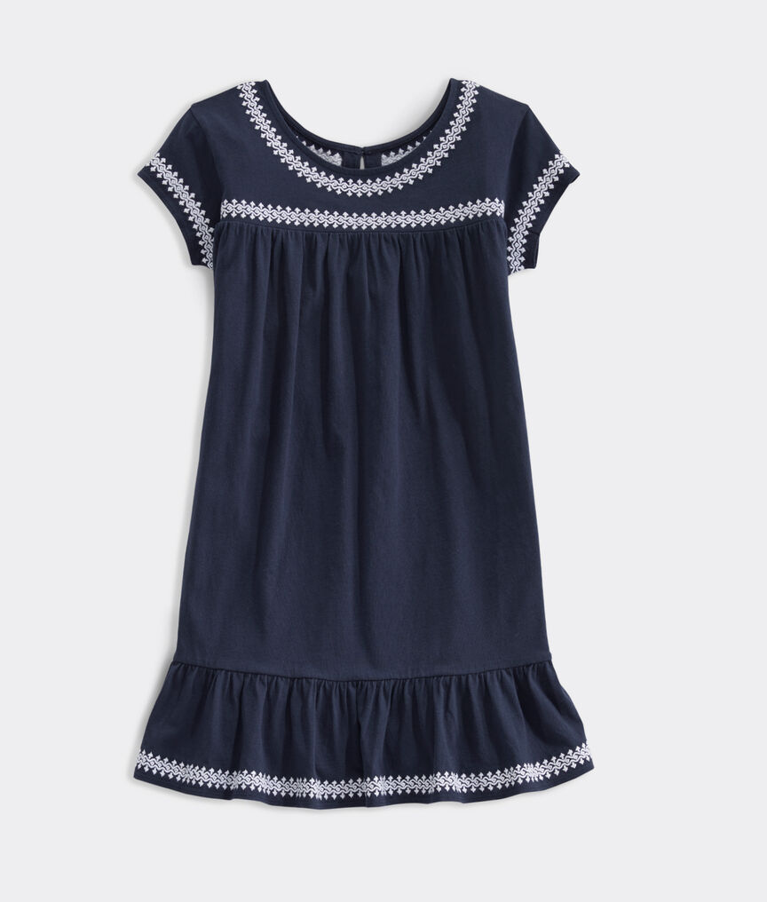 Girls' Island Lattice Embroidered Dress