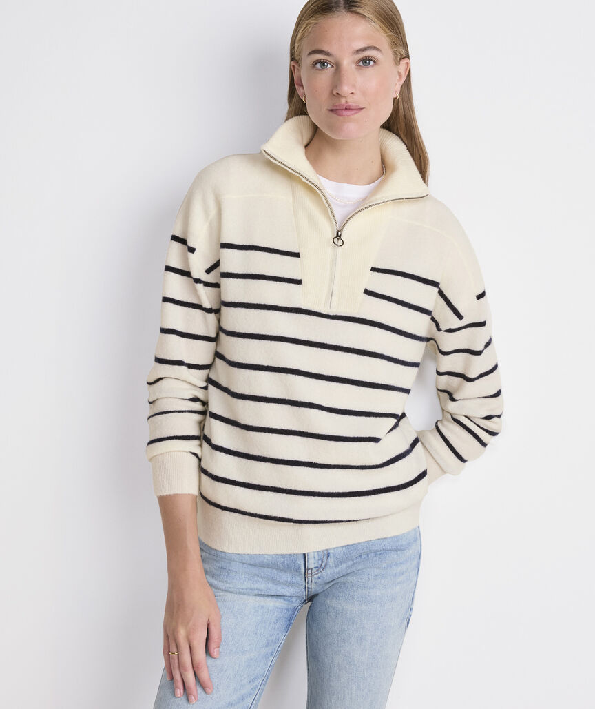 Breton Stripe Half-Zip Sweater
