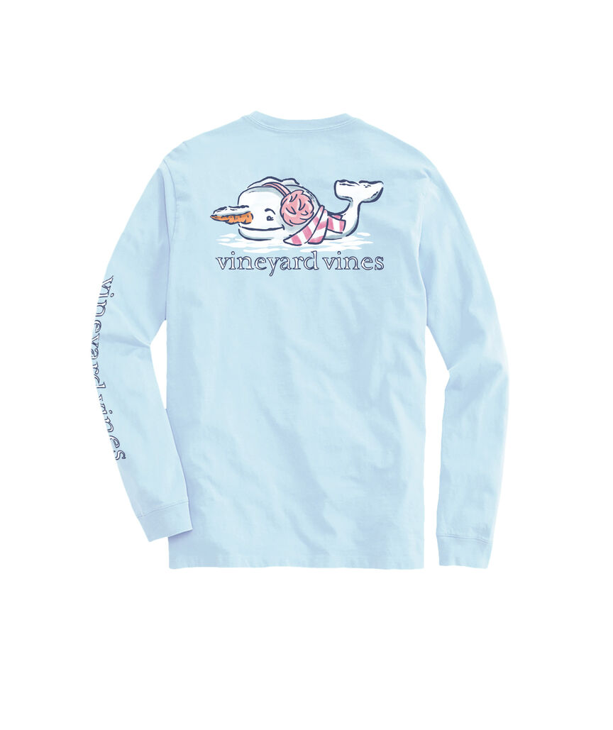 OUTLET Women's Watercolor Snowman Whale Long-Sleeve Pocket Tee