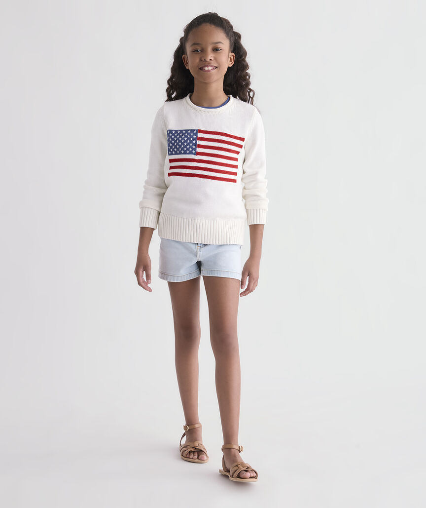 Girls' Katie Cotton Americana Rollneck Sweater