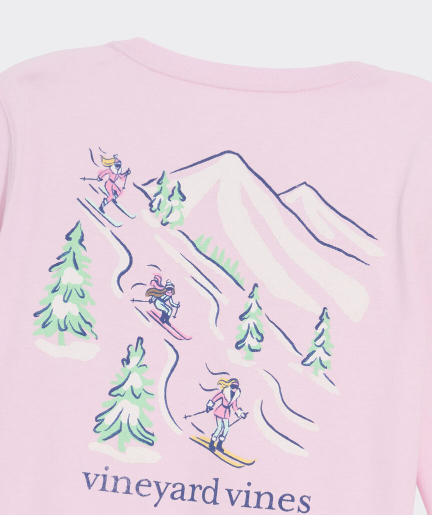 Women's Sketched Skiers Long-Sleeve Pocket Tee
