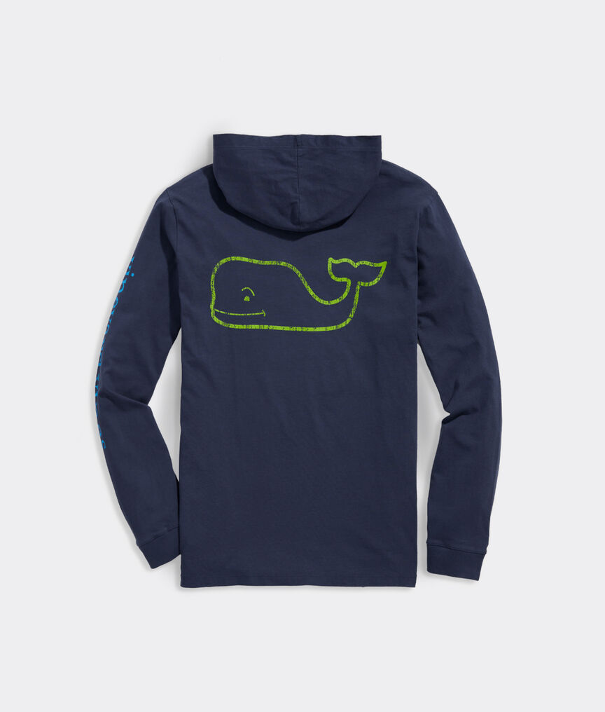 Neon Tri-Color Long-Sleeve Vintage Whale Hoodie Tee
