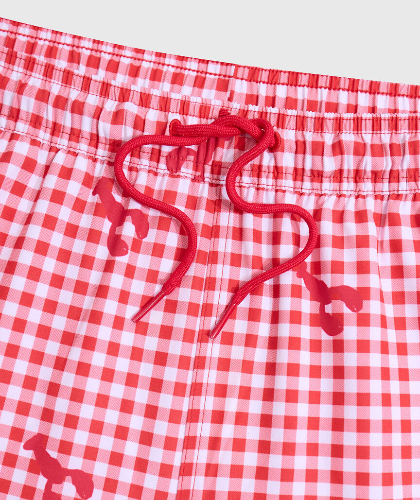 OUTLET 5 Inch Lobster Toss Gingham Chappy Swim Trunks