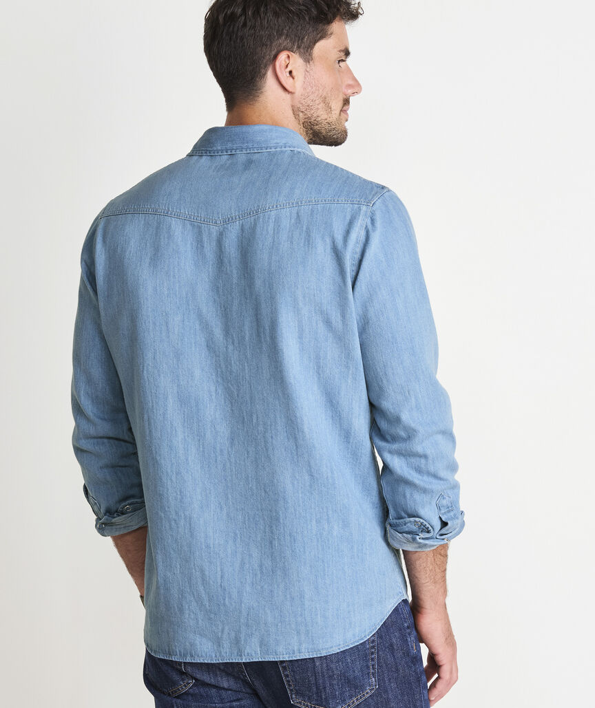 Cotton-Linen Denim Western Shirt