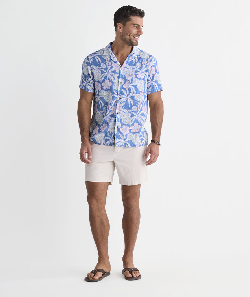 Palm-arita Seabreeze Linen Blend Short-Sleeve Cabana Shirt