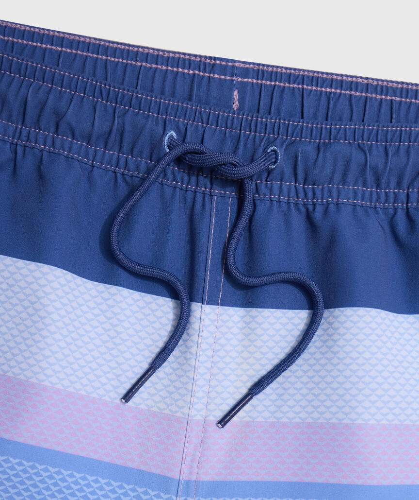 OUTLET 5 Inch Whale Tail Stripe Chappy Swim Trunks