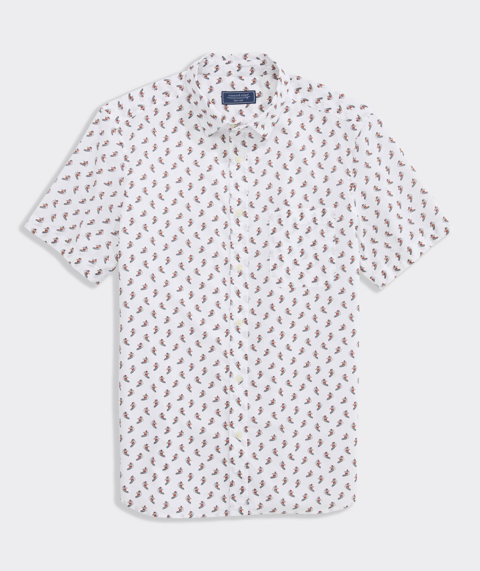 Surfin' Santa Cotton Madras Short-Sleeve Shirt