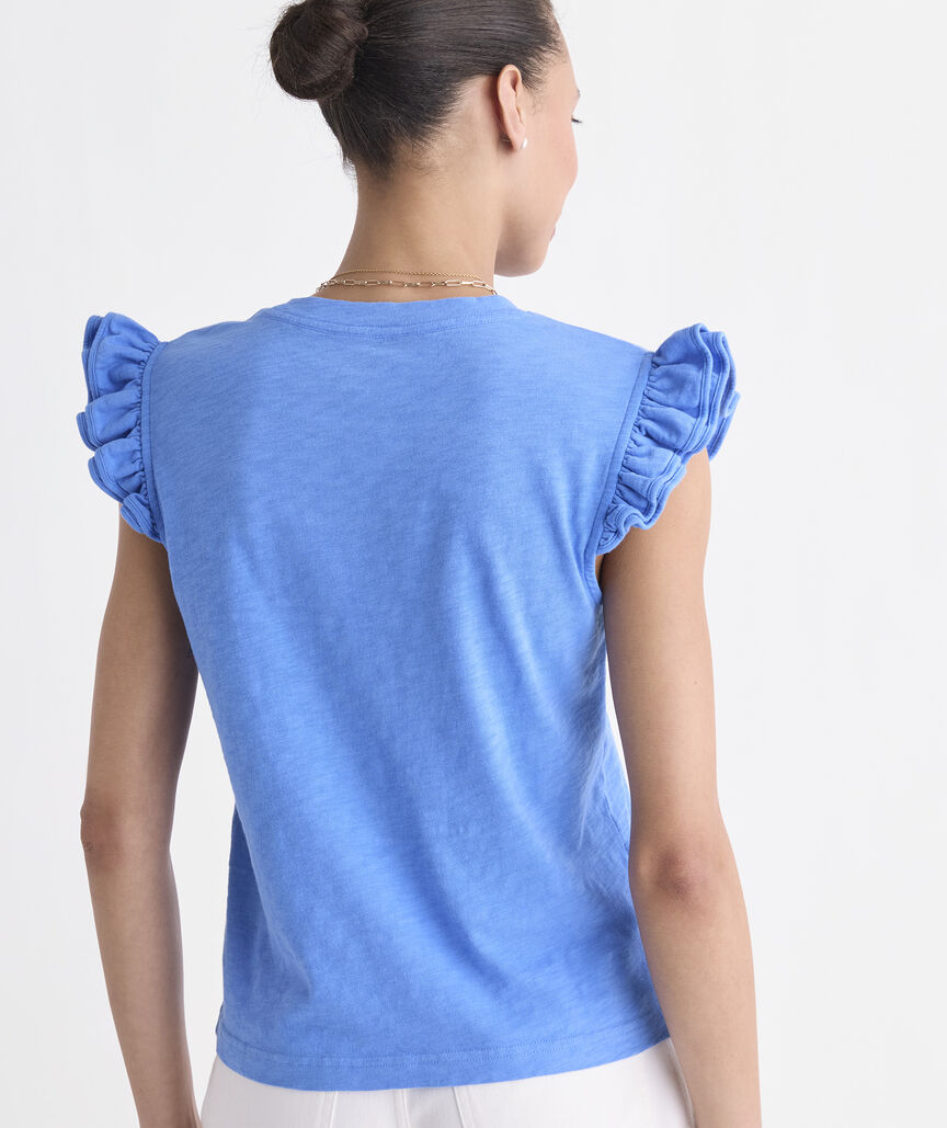 Flutter-Sleeve Slub Jersey Top
