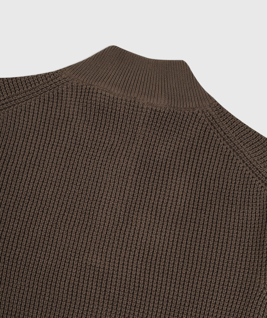 OUTLET Waffle-Knit Button Mockneck Sweater