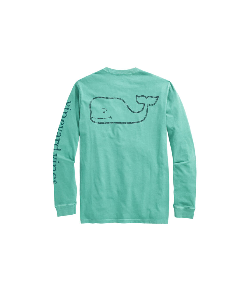 Outlet Long-Seeve Vintage Whale Graphic T-Shirt
