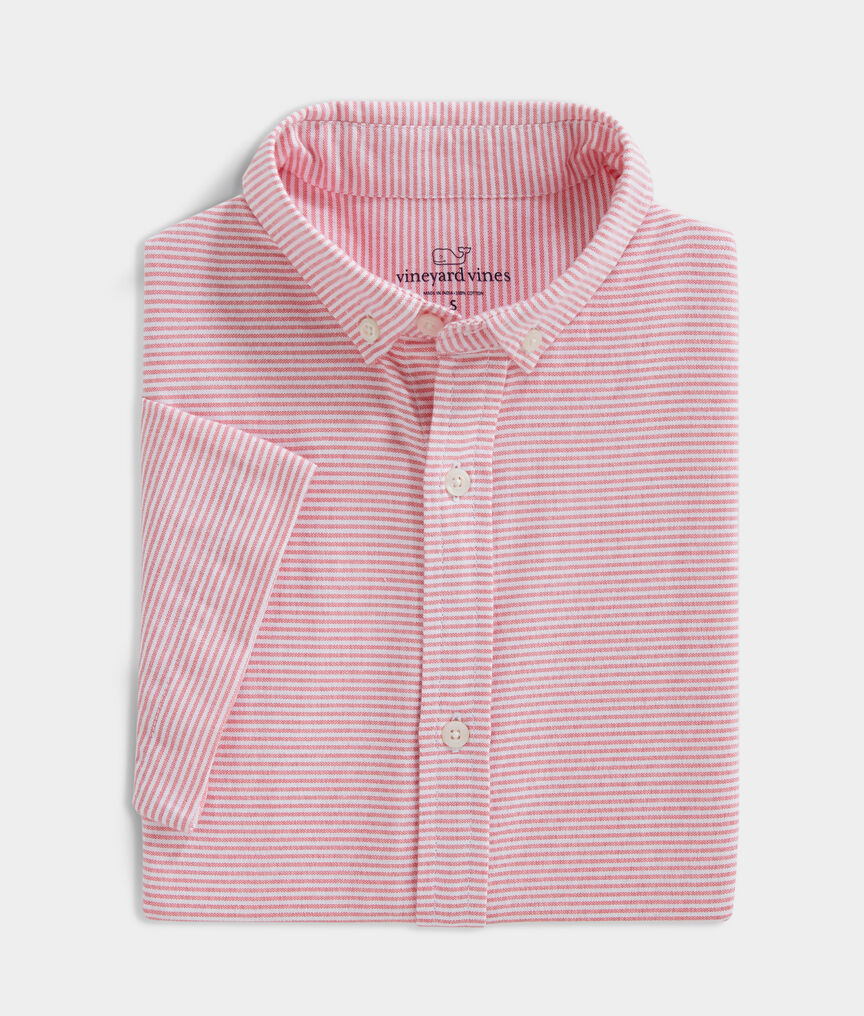 Boys' Firecracker Stripe Short-Sleeve Whale Button-Down Shirt