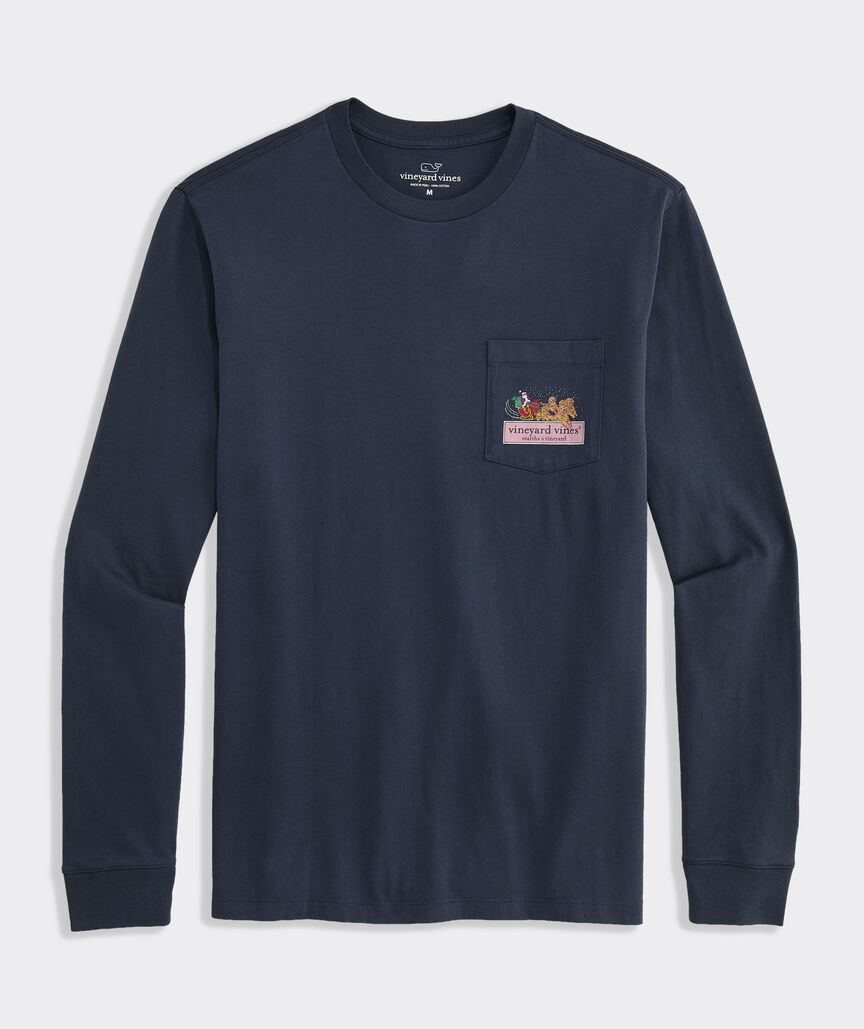 Goldendoodle Sleigh Long-Sleeve Pocket Tee