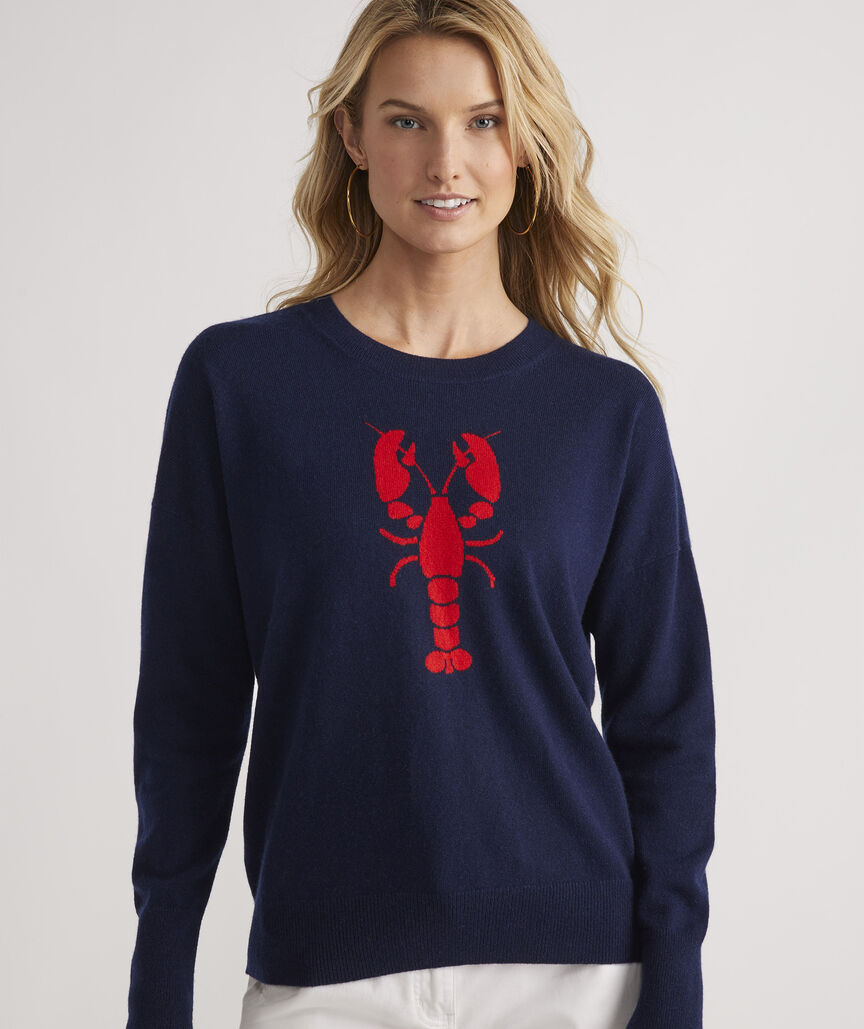 Shop Lobster Intarsia Cashmere Crewneck Sweater at vineyard vines