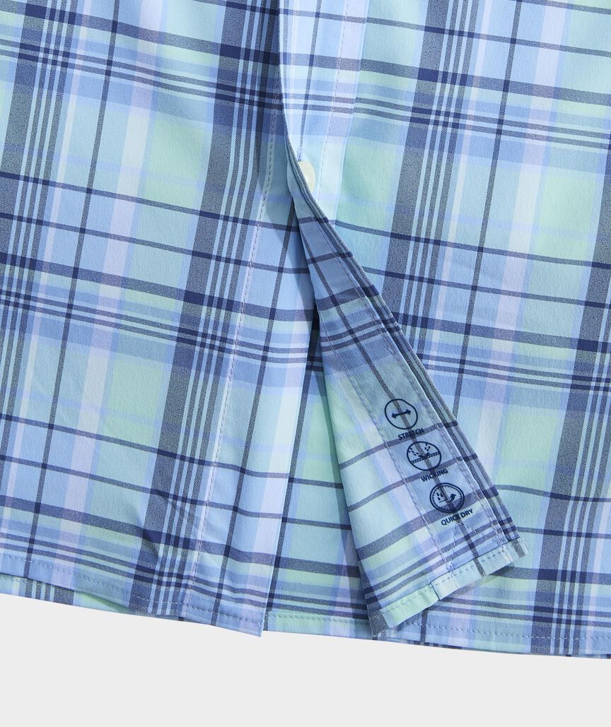 Performance Conch Shell Plaid Short-Sleeve Featherweight Shirt