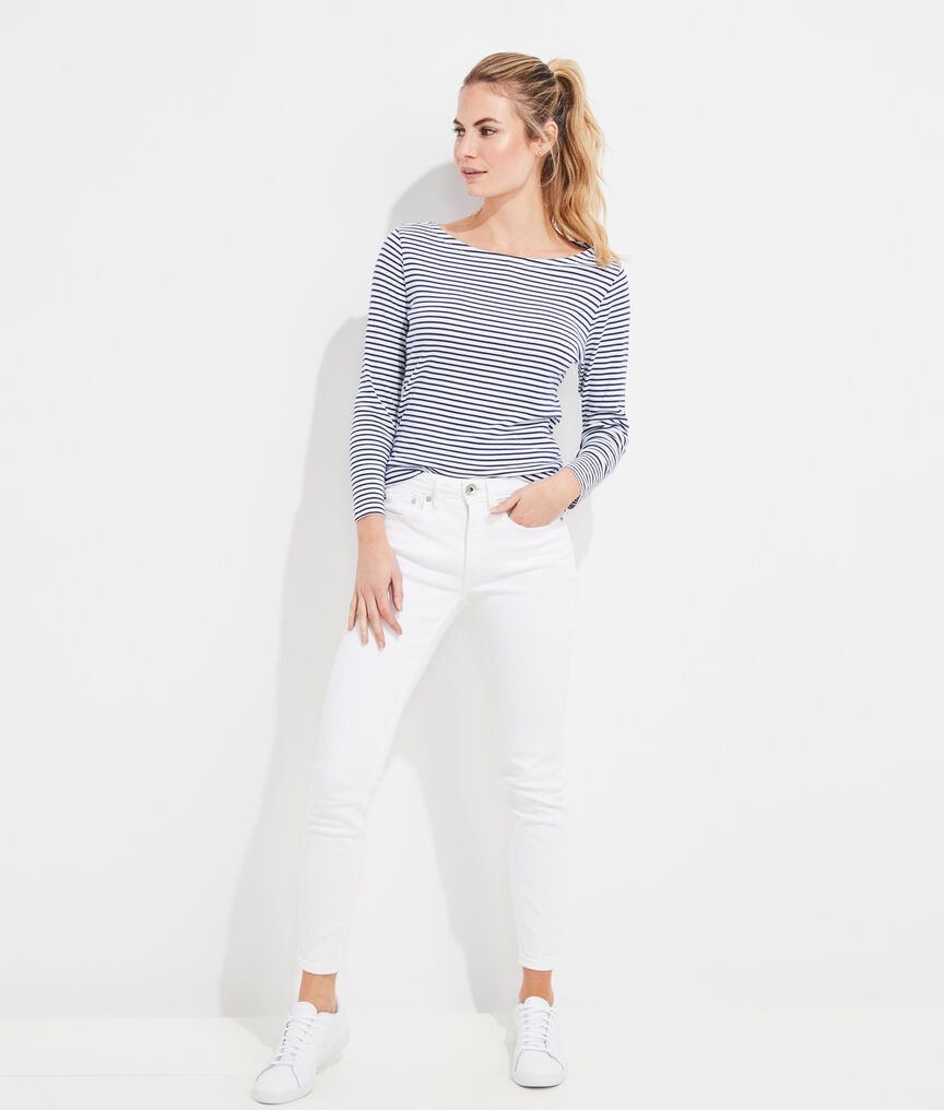 Striped Boatneck Simple Tee