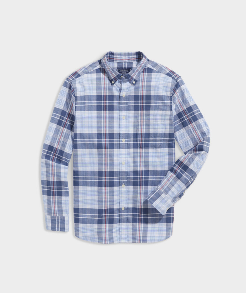 Stretch Cotton Madras Plaid Shirt