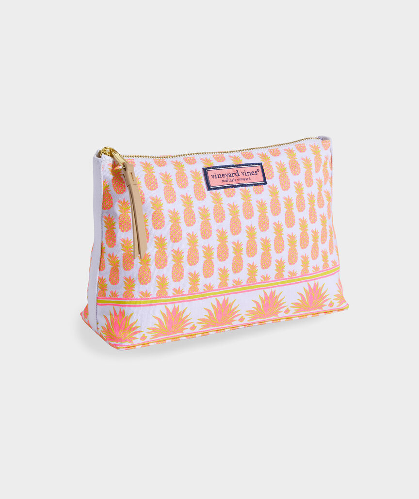 Block Print Pineapple Washed Canvas Zip Pouch