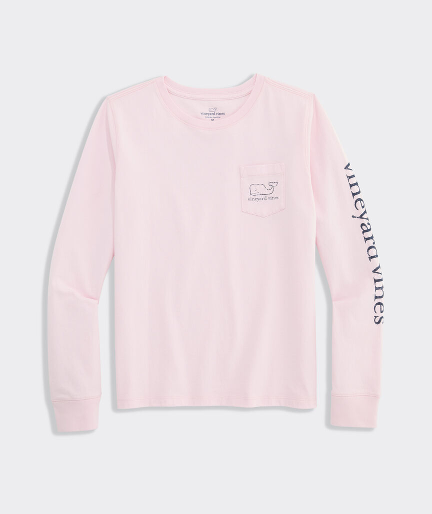 Girls' Vintage Whale Long-Sleeve Pocket Tee
