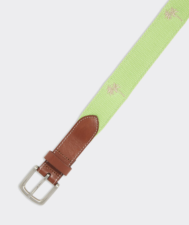 Palm Tree Icon Embroidered Canvas Club Belt