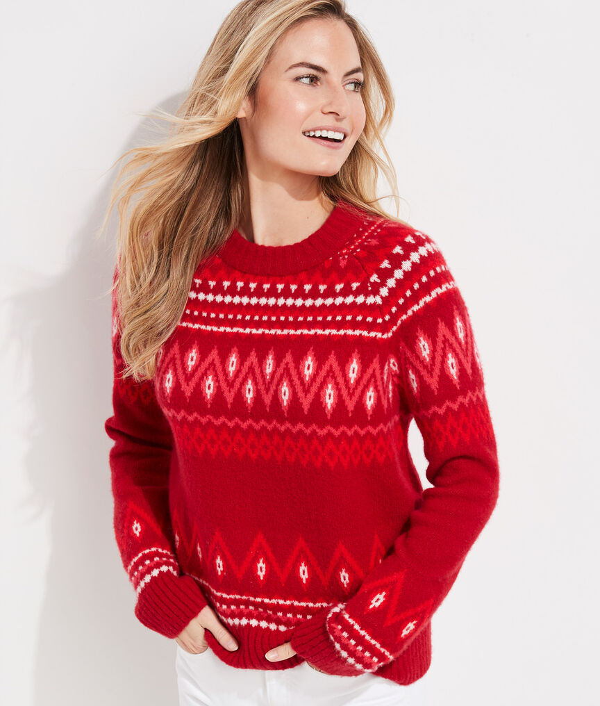 Luxe Festive Fair Isle Crewneck Sweater