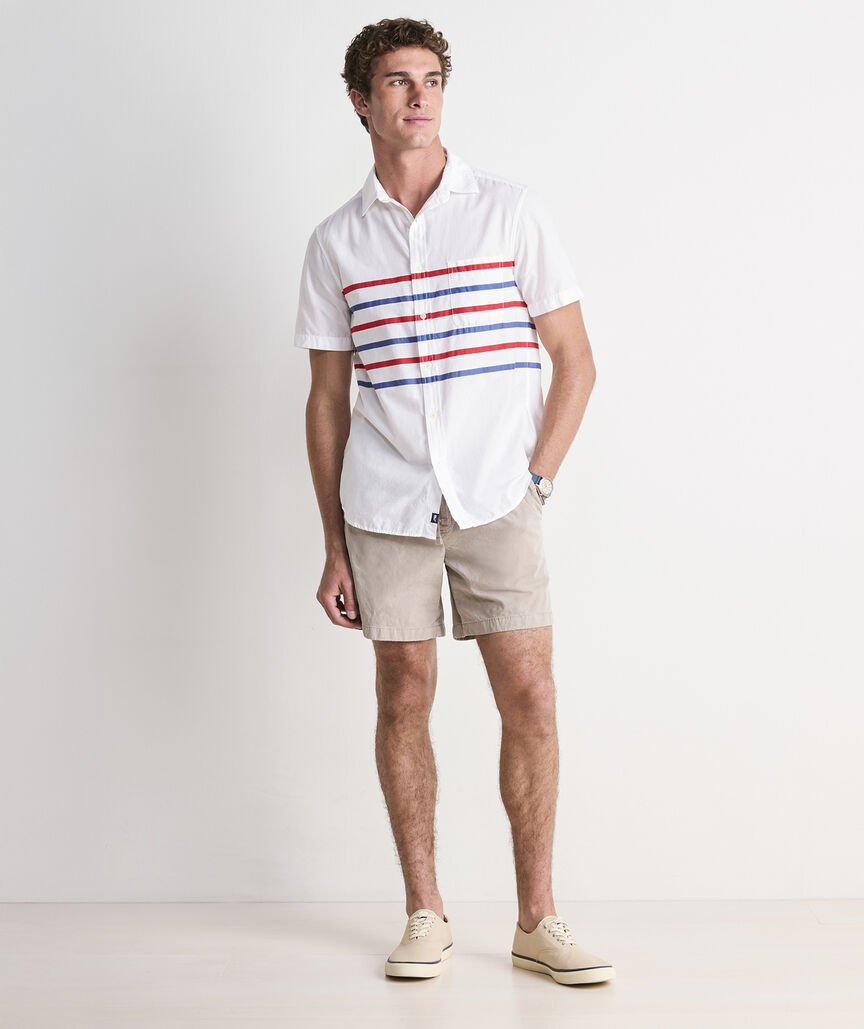 Ash Stripe Cotton Madras Short-Sleeve Shirt