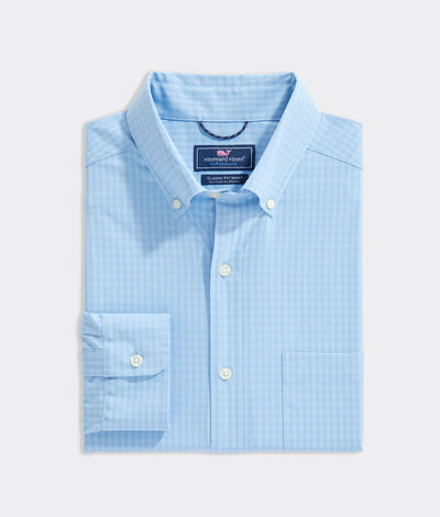 Vineyard Vines On-The-Go Nylon Gingham Shirt (Blue) (Size: XL)