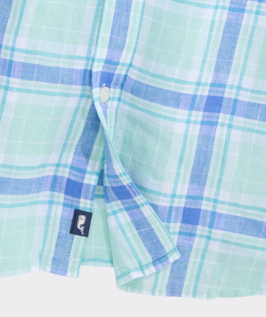 Sea Glass Plaid Linen Shirt