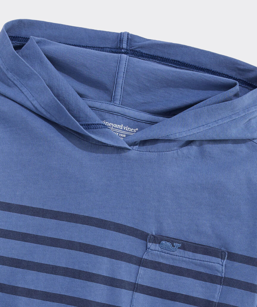 Boys' Garment-Dyed Surf Striped Hoodie Pocket Tee