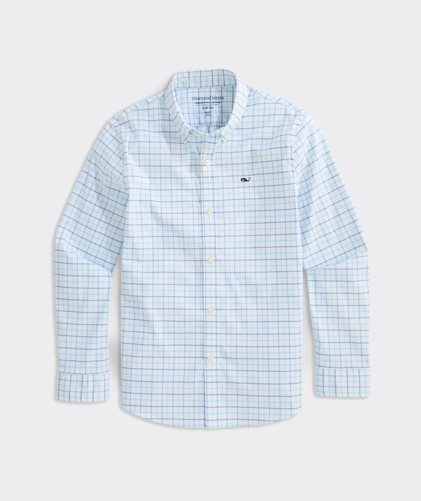 Boys' Moorings Tattersall Performance Cotton Shirt