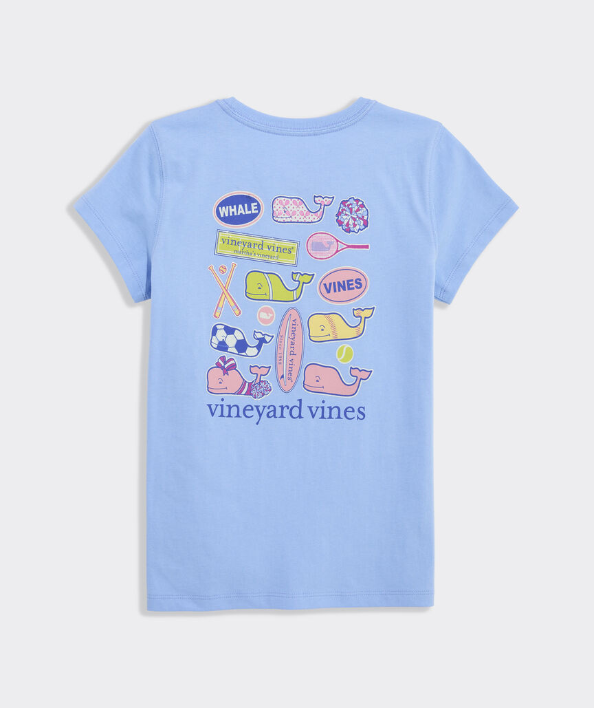 Girls' Sticker Whale Short-Sleeve Pocket Tee