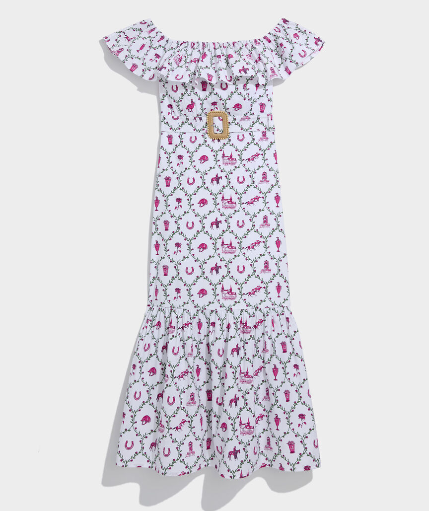 Kentucky Derby Women's Off-Shoulder Maxi Dress