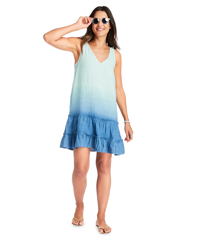 VINEYARD VINES Women's Ruffle Tunic Dress - Lightweight Cotton-Modal Casual Summer Dress