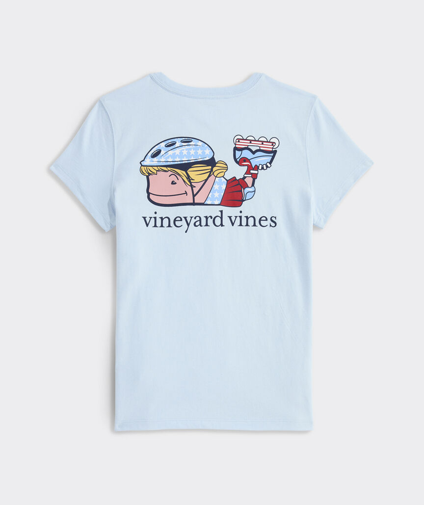 Girls' USA Rollerblading Whale Short-Sleeve Pocket Tee