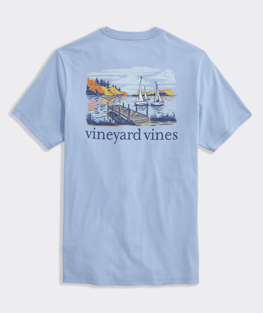 Autumn Sailing Scene Short-Sleeve Pocket Tee