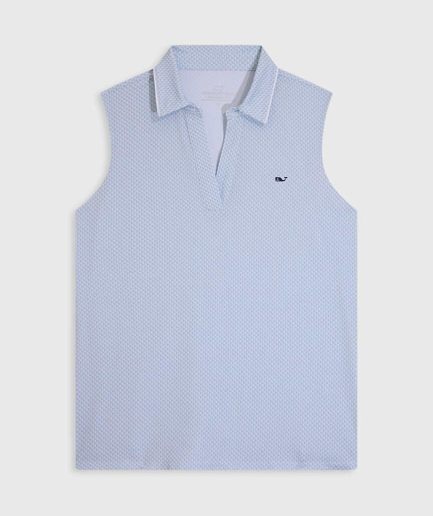 OUTLET Piped Printed Sleeveless Performance Popover Polo