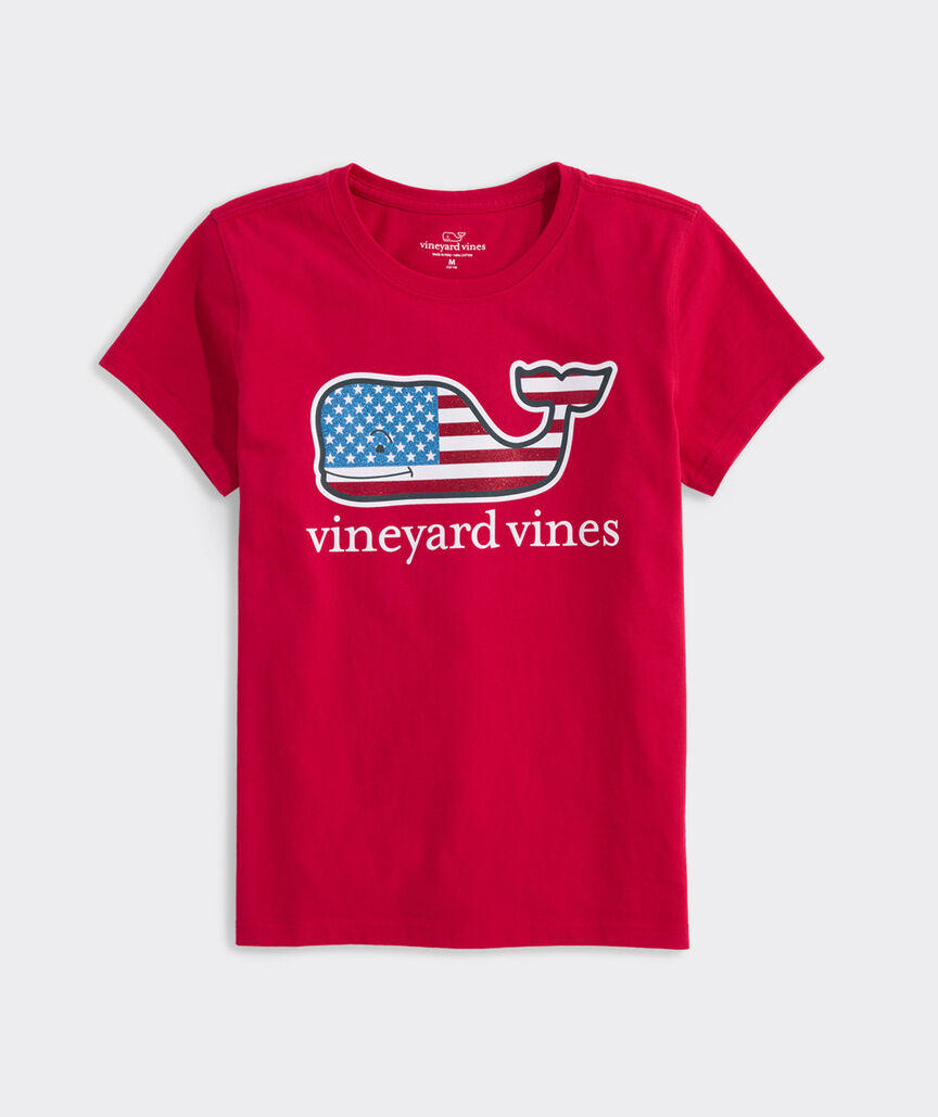 Girls' Glitter Flag Whale Short-Sleeve Tee
