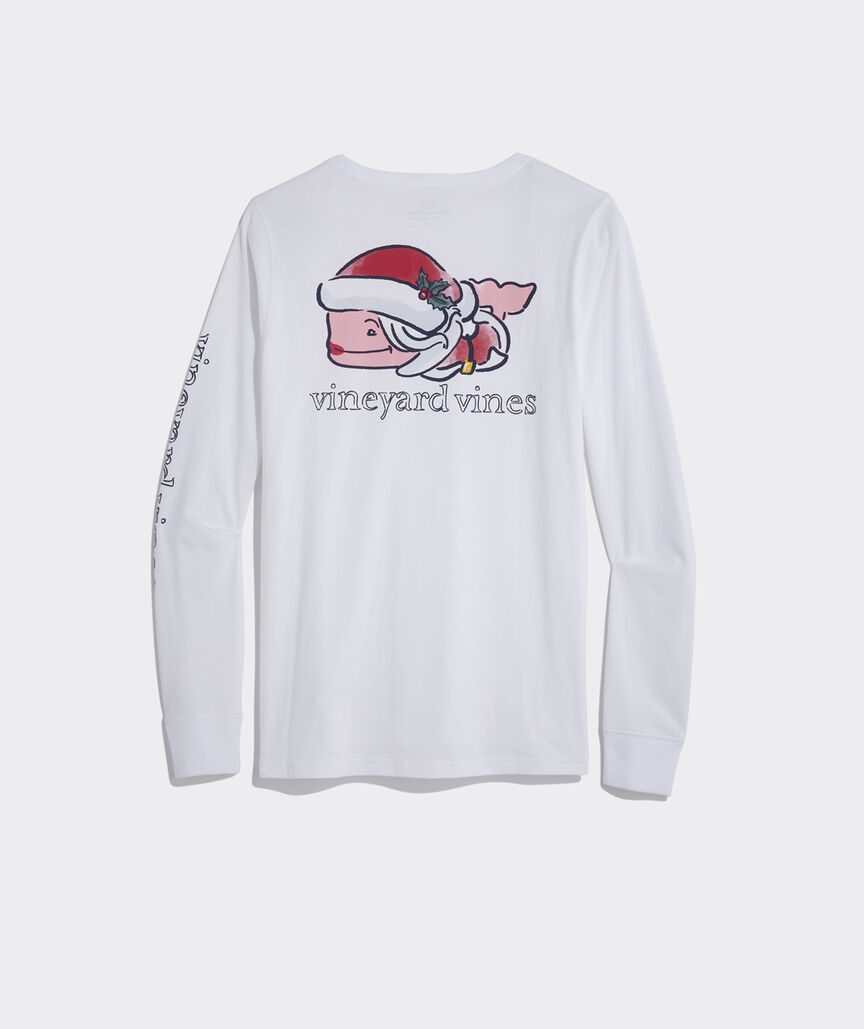 Shop Watercolor Mrs Claus Whale Long-Sleeve Pocket Tee at vineyard vines | T-Shirts