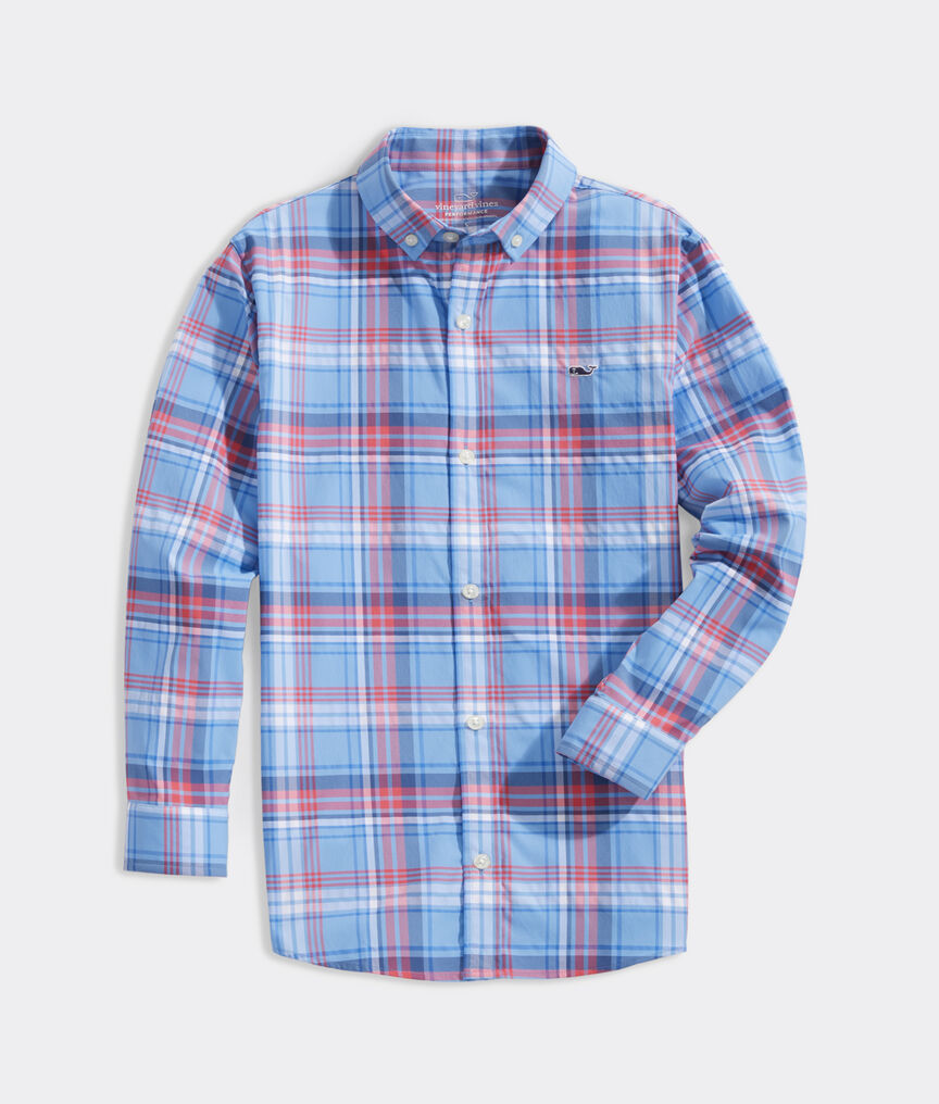 Boys' Plaid On-The-Go Performance Whale Shirt
