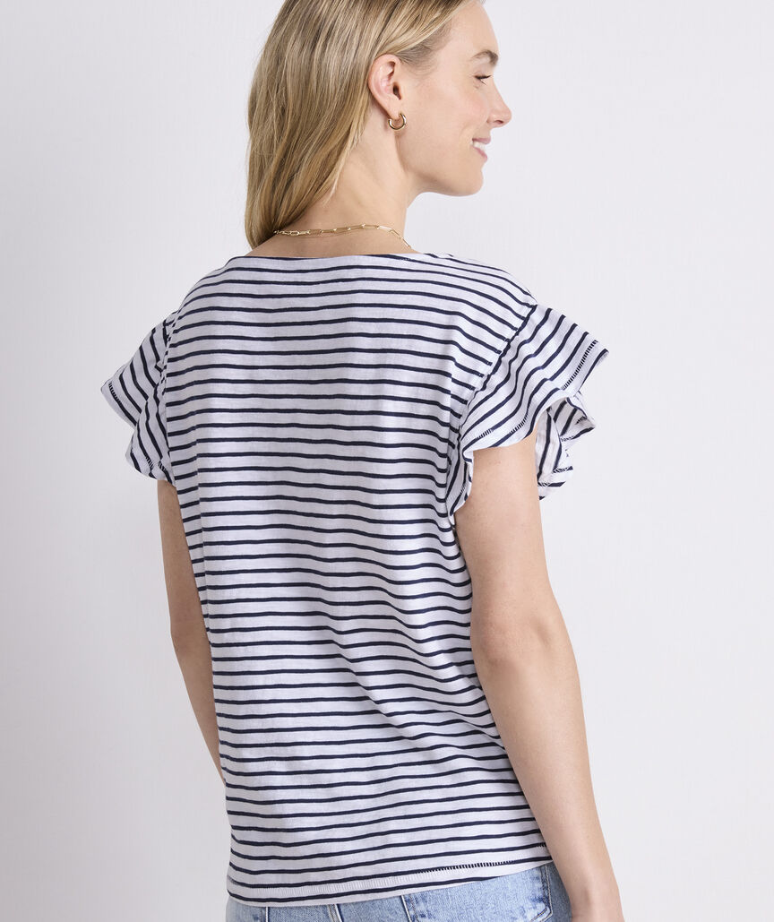 Slub Jersey Flutter-Sleeve Tee