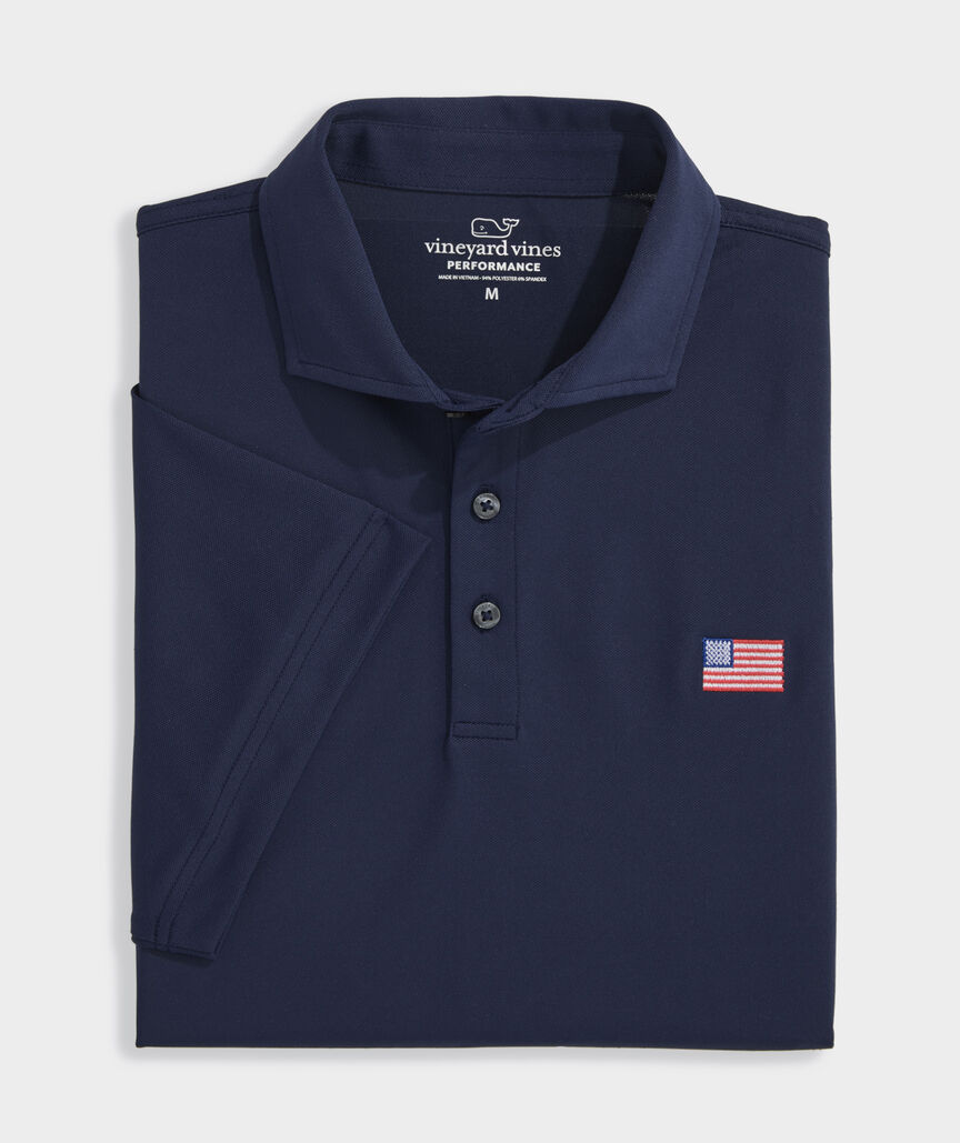 American Flag Performance Lightweight Pique Polo