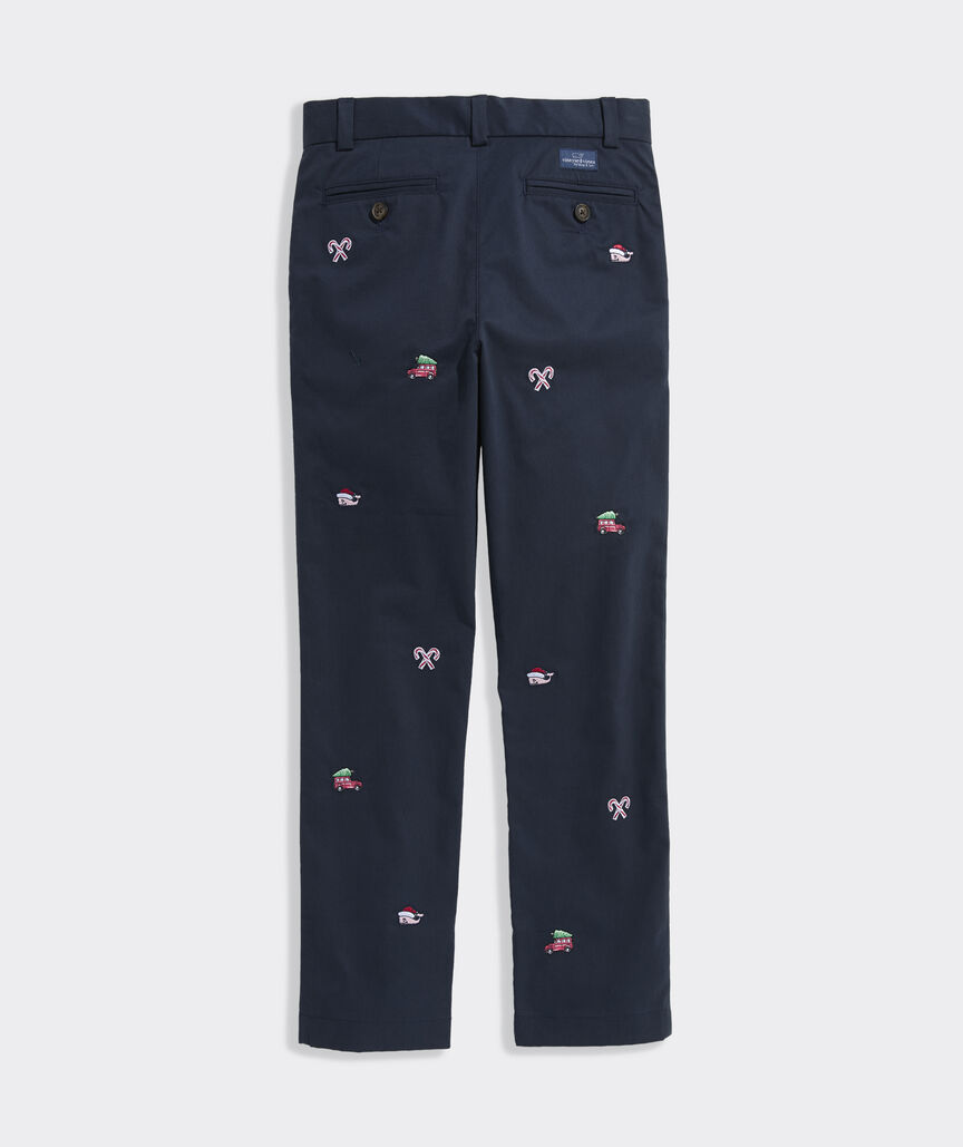 Boys' Holiday Embroidered Breaker Pants