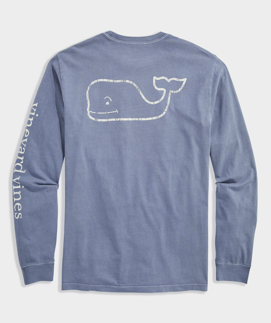 Garment-Dyed Vintage Whale Long-Sleeve Pocket Tee