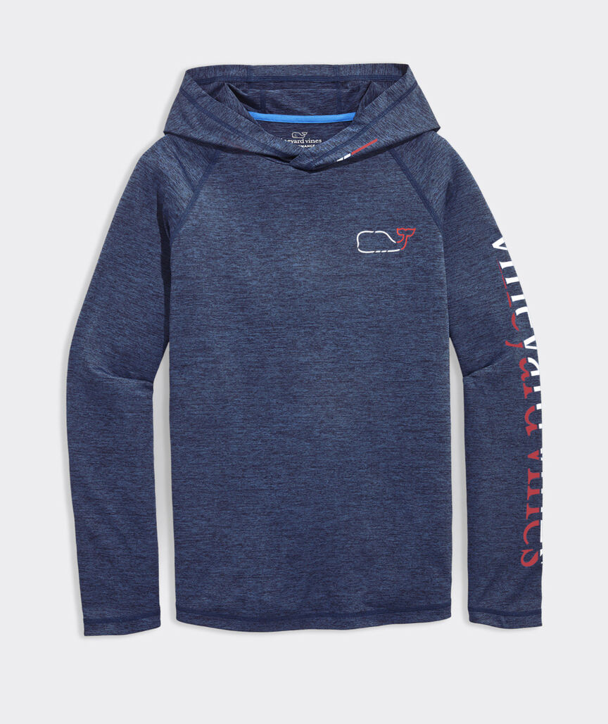 Performance On-The-Go Whale Outline Long-Sleeve Harbor Hoodie Tee